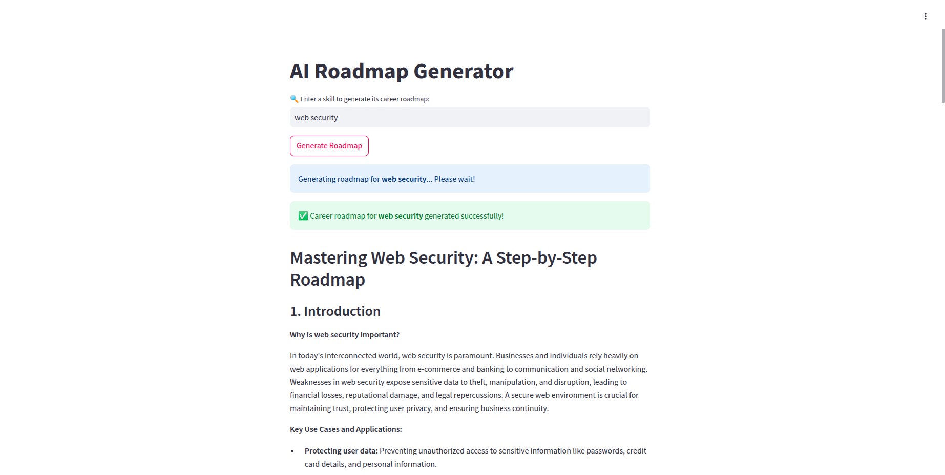 AI Roadmap Generator Screenshot