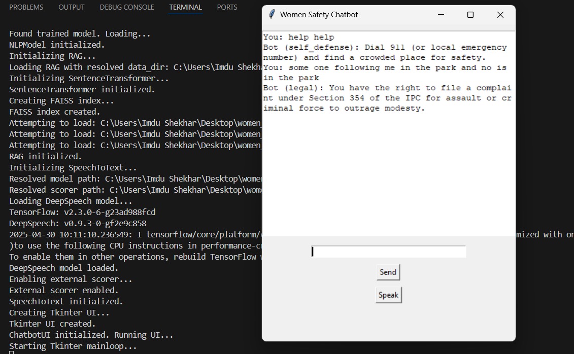 Women Safety Chatbot Screenshot